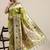 olive olive green woven design zari silk blend paithani saree