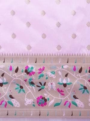 lavender lavender & gold-toned ethnic motifs silk blend saree 4