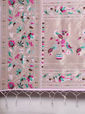 lavender lavender & gold-toned ethnic motifs silk blend saree 5