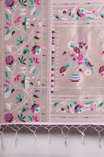 lavender lavender & gold-toned ethnic motifs silk blend saree