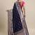 navy_blue navy blue & silver-toned ethnic motifs silk blend saree