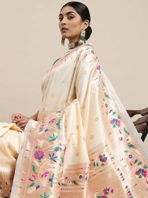 off_white off white & purple ethnic motifs silk blend saree 1