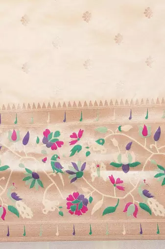 off_white off white & purple ethnic motifs silk blend saree