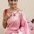pink pink & gold-toned ethnic motifs silk blend saree