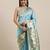 blue blue & gold-toned ethnic motifs silk blend saree