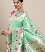 blue blue & purple ethnic motifs silk blend saree