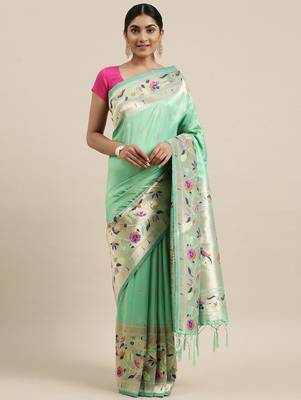 blue blue & purple ethnic motifs silk blend saree 2