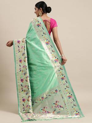blue blue & purple ethnic motifs silk blend saree 3