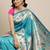 blue blue woven design zari silk blend paithani saree