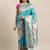 blue blue woven design zari silk blend paithani saree