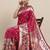 pink pink & green ethnic motifs silk blend saree