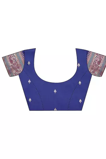 blue blue & red woven design zari silk blend paithani saree