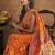 orange orange & green woven design zari paithani saree