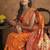orange orange & green woven design zari paithani saree