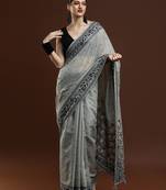 grey woven design banarasi saree