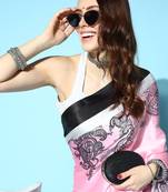 pink paisley satin saree with solid border