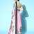 pink paisley satin saree with solid border
