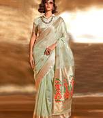 sea_green ethnic motifs zari tissue banarasi saree
