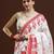 white geometric printed cotton saree with blouse