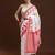 white geometric printed cotton saree with blouse