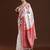 white geometric printed cotton saree with blouse