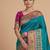 teal ethnic motifs zari pashmina handloom saree