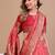 coral coral & gold-toned ethnic motifs woven design zari saree