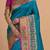 teal ethnic motifs zari pashmina heavy work saree