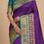 Peach peach-coloured & blue woven design silk blend banarasi saree