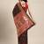 Navy blue navy blue & pink floral zari silk blend banarasi saree
