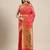 Pink pink & green floral satin banarasi saree