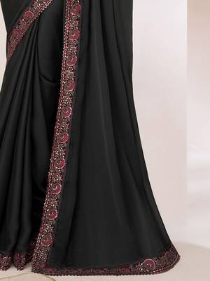 black embellished ombre sequinned pure chiffon saree 5