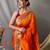 orange orange & green ethnic motif woven design zari paithani saree