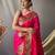 pink pink & gold-toned ethnic motif woven design zari paithani saree
