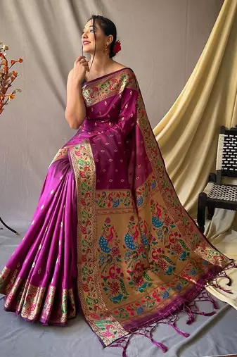 Pink woven design zari tissue saree with unstitched blouse piece
