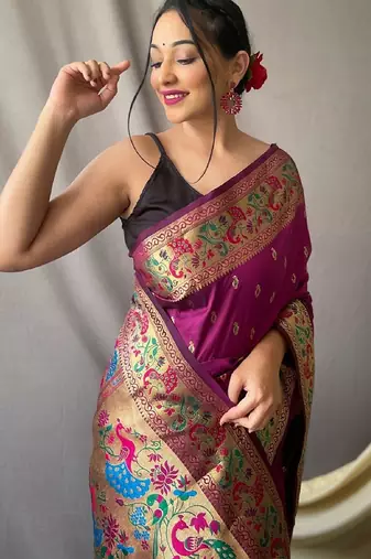 Pink woven design zari tissue saree with unstitched blouse piece