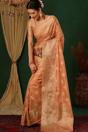 Black woven design saree with blouse piece