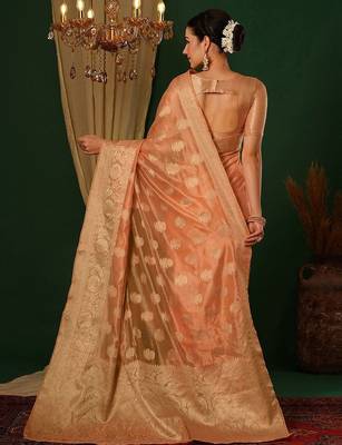 Black woven design saree with blouse piece 3