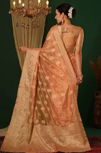 Black woven design saree with blouse piece