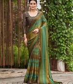 Navy blue ethnic motif woven design tassel saree