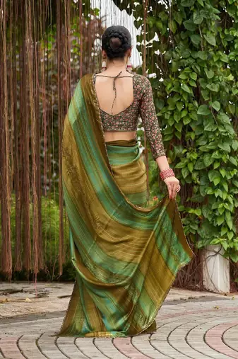 Navy blue ethnic motif woven design tassel saree