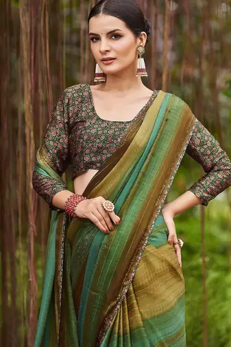 Navy blue ethnic motif woven design tassel saree