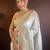Green striped embroidered saree