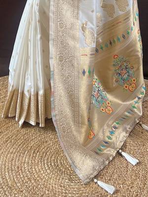 Green striped embroidered saree 5