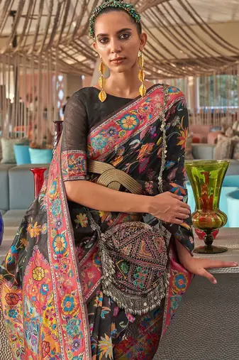 Red woven design solid saree