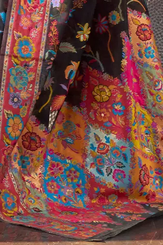 Red woven design solid saree