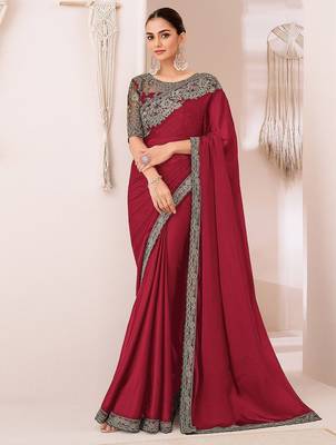 Beige solid woven design saree 1