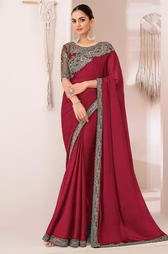 Beige solid woven design saree