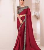 Beige solid woven design saree