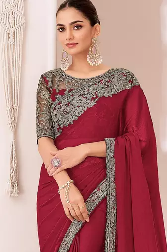 Beige solid woven design saree
